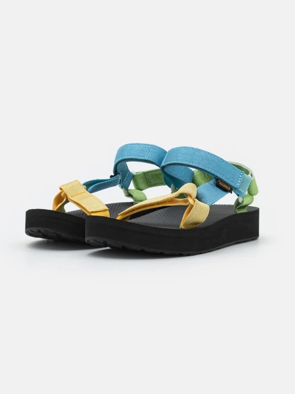NWOT Teva Two-Tone Blue and Yellow Strap Sandals